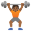 PERSON LIFTING WEIGHTS emoji with medium-dark skin tone skin tone