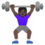 WOMAN LIFTING WEIGHTS emoji with dark skin tone skin tone