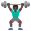 MAN LIFTING WEIGHTS emoji with dark skin tone skin tone