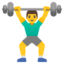 MAN LIFTING WEIGHTS emoji in Google's design style - Unicode 1F3CB-FE0F-200D-2642-FE0F