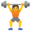 PERSON LIFTING WEIGHTS emoji in Google's design style - Unicode 1F3CB-FE0F