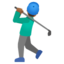 MAN GOLFING emoji with medium-dark skin tone skin tone