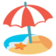 BEACH WITH UMBRELLA emoji in Google's design style - Unicode 1F3D6-FE0F