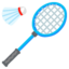 BADMINTON RACQUET AND SHUTTLECOCK emoji in Google's design style - Unicode 1F3F8