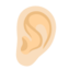 EAR emoji with light skin tone skin tone