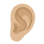 EAR emoji with medium-light skin tone skin tone