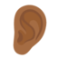 EAR emoji with medium-dark skin tone skin tone