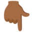 WHITE DOWN POINTING BACKHAND INDEX emoji with medium-dark skin tone skin tone