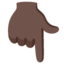 WHITE DOWN POINTING BACKHAND INDEX emoji with dark skin tone skin tone