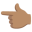 WHITE LEFT POINTING BACKHAND INDEX emoji with medium skin tone skin tone