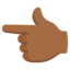 WHITE LEFT POINTING BACKHAND INDEX emoji with medium-dark skin tone skin tone