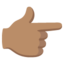 WHITE RIGHT POINTING BACKHAND INDEX emoji with medium skin tone skin tone