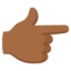 WHITE RIGHT POINTING BACKHAND INDEX emoji with medium-dark skin tone skin tone