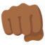 FISTED HAND SIGN emoji with medium-dark skin tone skin tone