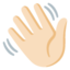 WAVING HAND SIGN emoji with light skin tone skin tone