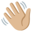 WAVING HAND SIGN emoji with medium-light skin tone skin tone