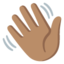 WAVING HAND SIGN emoji with medium skin tone skin tone