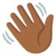 WAVING HAND SIGN emoji with medium-dark skin tone skin tone