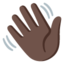 WAVING HAND SIGN emoji with dark skin tone skin tone