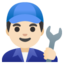 MAN MECHANIC emoji with light skin tone skin tone