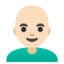 MAN: BALD emoji with light skin tone skin tone