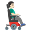 MAN IN MOTORIZED WHEELCHAIR FACING RIGHT emoji with light skin tone skin tone