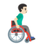 MAN IN MANUAL WHEELCHAIR FACING RIGHT emoji with light skin tone skin tone