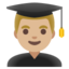 MAN STUDENT emoji with medium-light skin tone skin tone