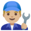 MAN MECHANIC emoji with medium-light skin tone skin tone