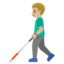 MAN WITH WHITE CANE emoji with medium-light skin tone skin tone