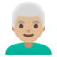 MAN: WHITE HAIR emoji with medium-light skin tone skin tone