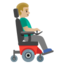 MAN IN MOTORIZED WHEELCHAIR FACING RIGHT emoji with medium-light skin tone skin tone