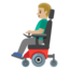 MAN IN MOTORIZED WHEELCHAIR emoji with medium-light skin tone skin tone