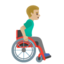 MAN IN MANUAL WHEELCHAIR FACING RIGHT emoji with medium-light skin tone skin tone