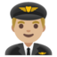 MAN PILOT emoji with medium-light skin tone skin tone