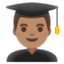 MAN STUDENT emoji with medium skin tone skin tone