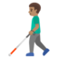 MAN WITH WHITE CANE emoji with medium skin tone skin tone