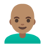 MAN: BALD emoji with medium skin tone skin tone