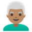 MAN: WHITE HAIR emoji with medium skin tone skin tone