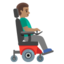 MAN IN MOTORIZED WHEELCHAIR FACING RIGHT emoji with medium skin tone skin tone