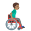 MAN IN MANUAL WHEELCHAIR FACING RIGHT emoji with medium skin tone skin tone