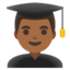 MAN STUDENT emoji with medium-dark skin tone skin tone