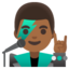 MAN SINGER emoji with medium-dark skin tone skin tone