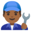 MAN MECHANIC emoji with medium-dark skin tone skin tone