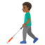 MAN WITH WHITE CANE emoji with medium-dark skin tone skin tone