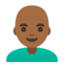 MAN: BALD emoji with medium-dark skin tone skin tone