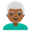 MAN: WHITE HAIR emoji with medium-dark skin tone skin tone