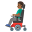 MAN IN MOTORIZED WHEELCHAIR emoji with medium-dark skin tone skin tone