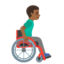 MAN IN MANUAL WHEELCHAIR FACING RIGHT emoji with medium-dark skin tone skin tone