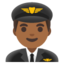 MAN PILOT emoji with medium-dark skin tone skin tone